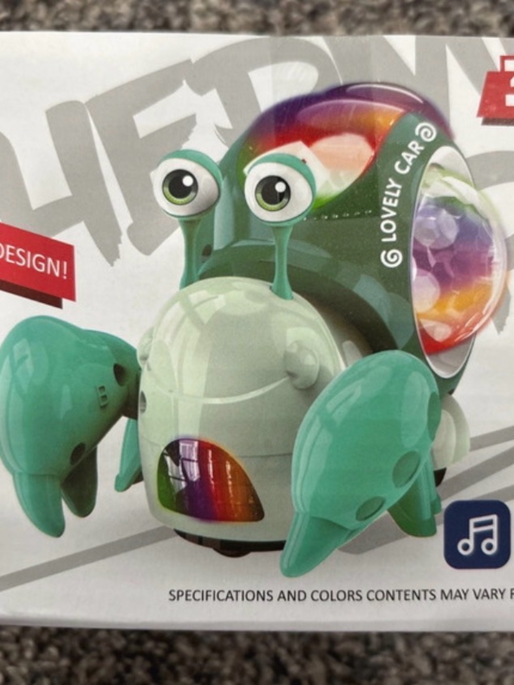 Hermit crab running toy with music and sounds